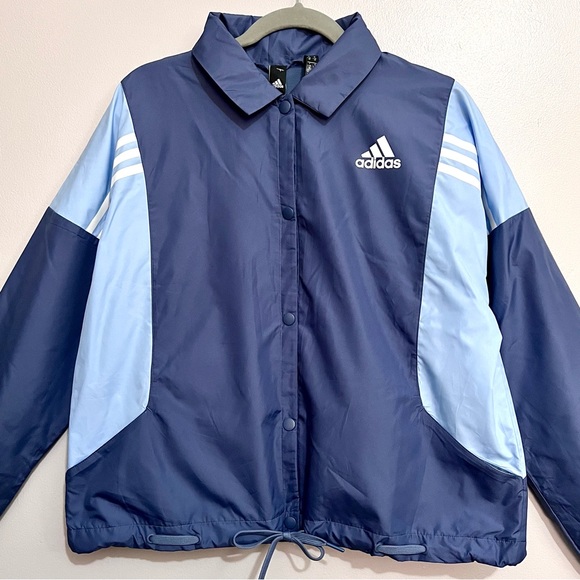 NWT Adidas Originals White 3-Stripes Coaches Jacket in Dual Blue Tones MSRP$65💙 - Picture 3 of 16